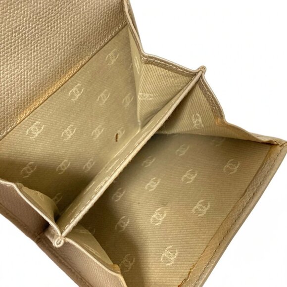 Auth CHANEL CC Button - Beige Calfskin Double-hook Wallet - Picture 9 of 12